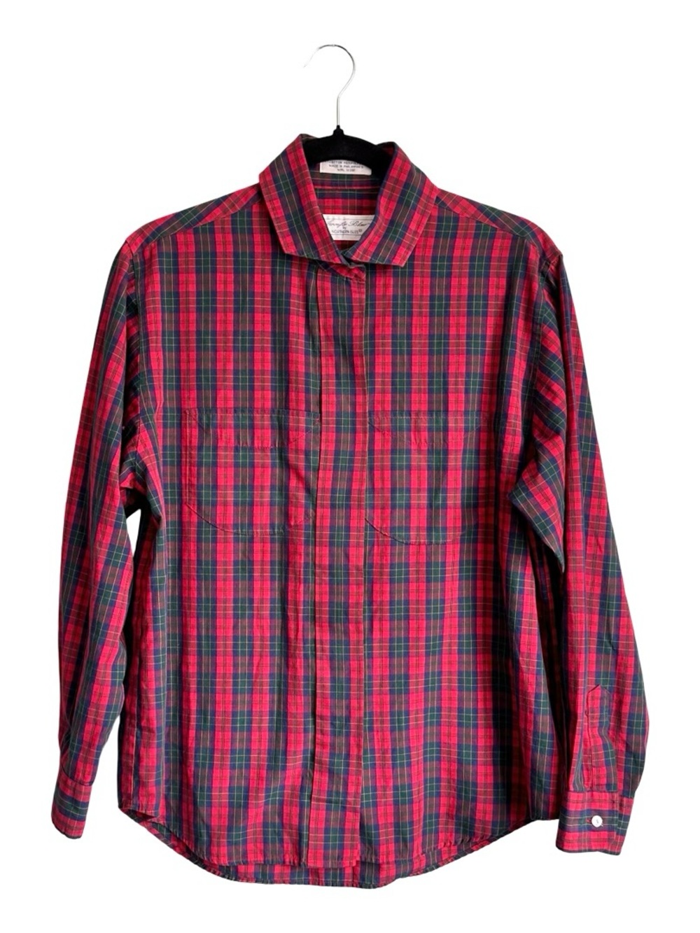 Vintage Northern Isles Women’s Red Tartan Plaid Button Up Shirt Size 10 EUC
